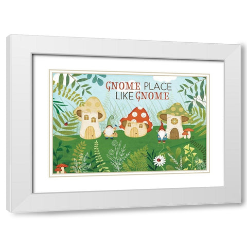 Gnome Place Like Gnome White Modern Wood Framed Art Print with Double Matting by Pugh, Jennifer