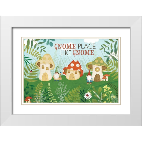 Gnome Place Like Gnome White Modern Wood Framed Art Print with Double Matting by Pugh, Jennifer