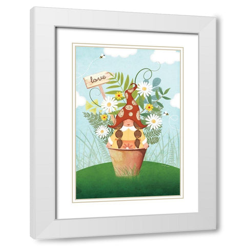 Gnome Love White Modern Wood Framed Art Print with Double Matting by Pugh, Jennifer