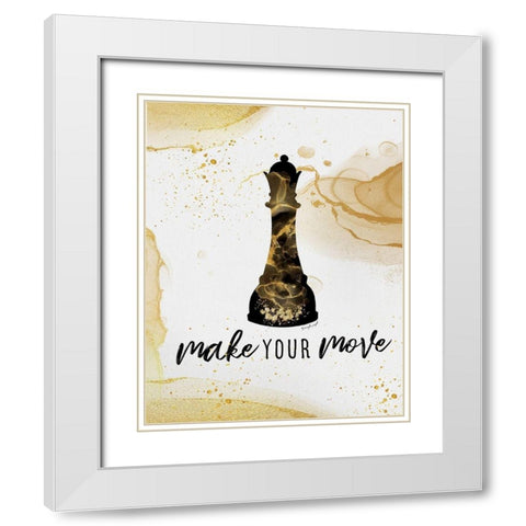 Make Your Move White Modern Wood Framed Art Print with Double Matting by Pugh, Jennifer