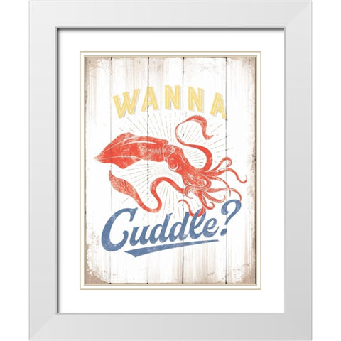 Wanna Cuddle White Modern Wood Framed Art Print with Double Matting by Brando, JJ