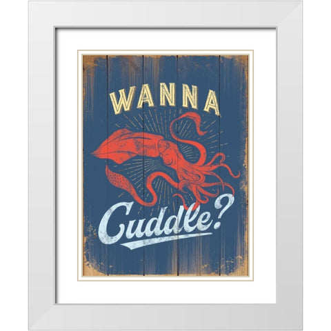 Wanna Cuddle White Modern Wood Framed Art Print with Double Matting by Brando, JJ
