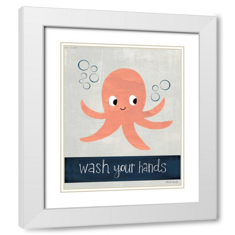 Wash Your Hands White Modern Wood Framed Art Print with Double Matting by Doucette, Katie