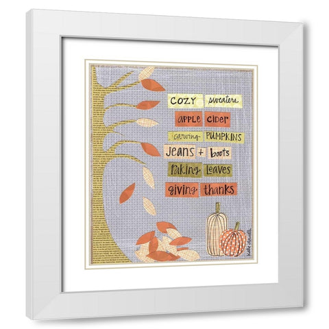Autumn Words White Modern Wood Framed Art Print with Double Matting by Doucette, Katie