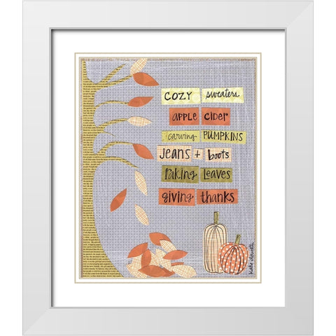 Autumn Words White Modern Wood Framed Art Print with Double Matting by Doucette, Katie