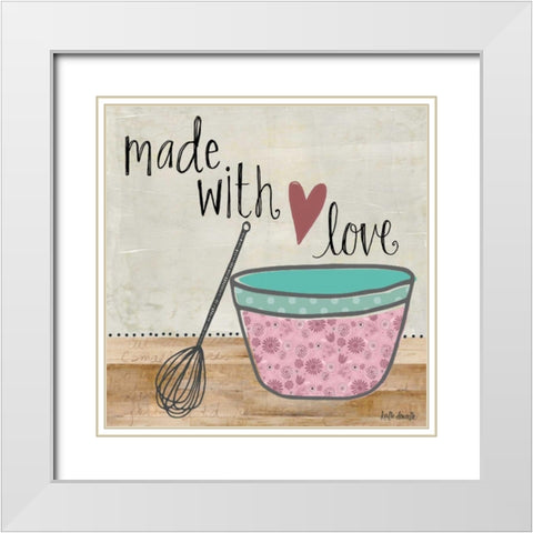 Made with Love White Modern Wood Framed Art Print with Double Matting by Doucette, Katie