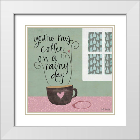 Rainy Day Coffee White Modern Wood Framed Art Print with Double Matting by Doucette, Katie