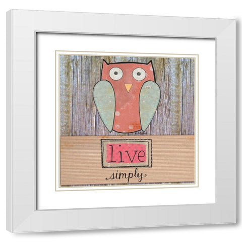 Simple Owl Square White Modern Wood Framed Art Print with Double Matting by Doucette, Katie