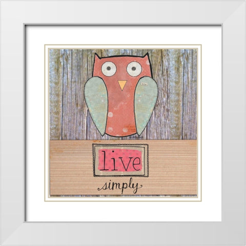 Simple Owl Square White Modern Wood Framed Art Print with Double Matting by Doucette, Katie