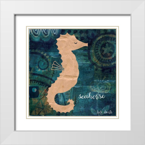 Seahorse White Modern Wood Framed Art Print with Double Matting by Doucette, Katie