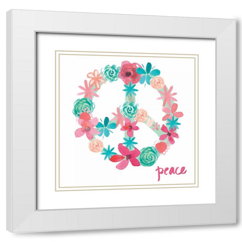 Peace White Modern Wood Framed Art Print with Double Matting by Doucette, Katie