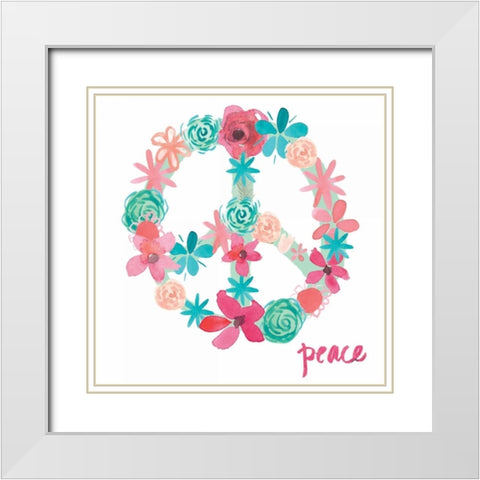Peace White Modern Wood Framed Art Print with Double Matting by Doucette, Katie