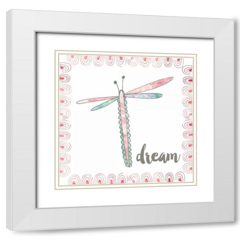 Dragonfly Dream White Modern Wood Framed Art Print with Double Matting by Doucette, Katie