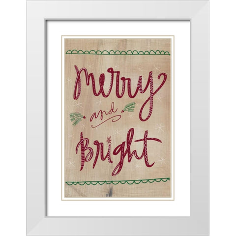 Merry and Bright White Modern Wood Framed Art Print with Double Matting by Doucette, Katie
