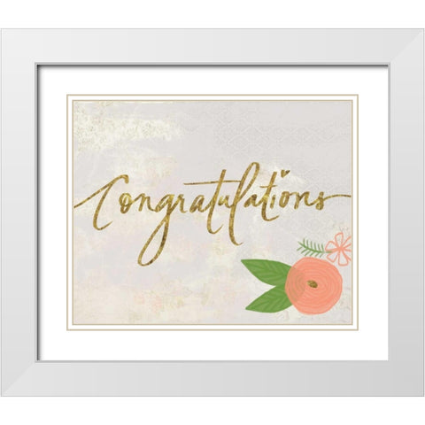 Congratulations White Modern Wood Framed Art Print with Double Matting by Doucette, Katie