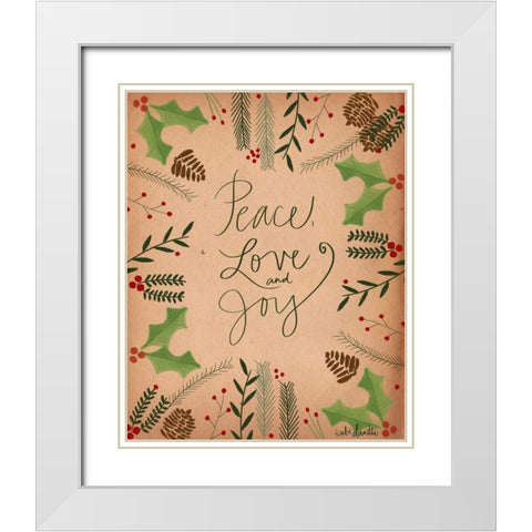 Peace Love Joy White Modern Wood Framed Art Print with Double Matting by Doucette, Katie