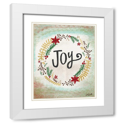 Joy Wreath II White Modern Wood Framed Art Print with Double Matting by Doucette, Katie