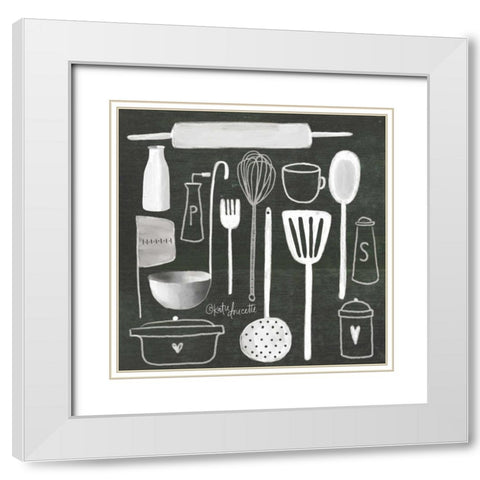 Kitchen Utensils White Modern Wood Framed Art Print with Double Matting by Doucette, Katie