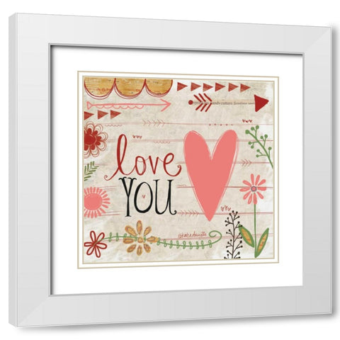 Love You White Modern Wood Framed Art Print with Double Matting by Doucette, Katie