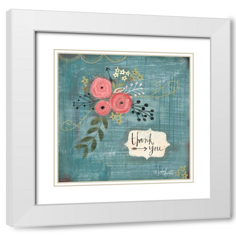 Thank You Bouquet White Modern Wood Framed Art Print with Double Matting by Doucette, Katie