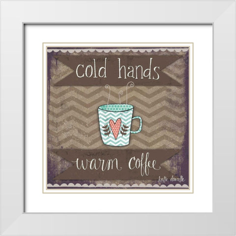 Cold Hands, Warm Coffee White Modern Wood Framed Art Print with Double Matting by Doucette, Katie