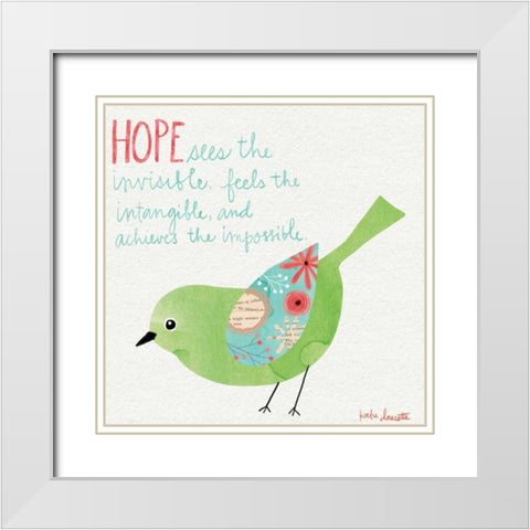 Hope Watercolor Bird White Modern Wood Framed Art Print with Double Matting by Doucette, Katie