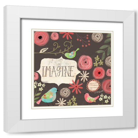 Imagine Birds White Modern Wood Framed Art Print with Double Matting by Doucette, Katie