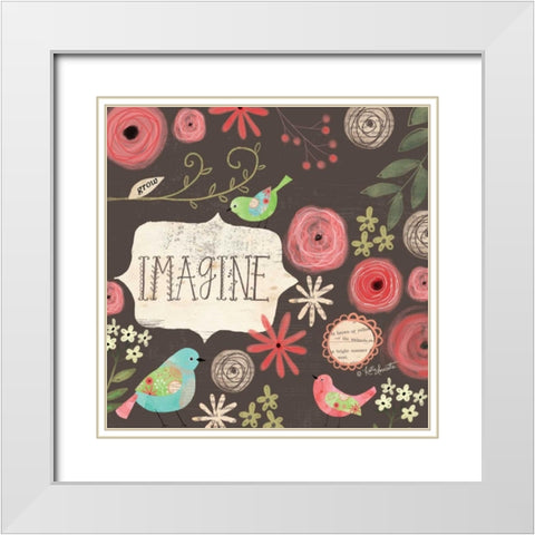Imagine Birds White Modern Wood Framed Art Print with Double Matting by Doucette, Katie