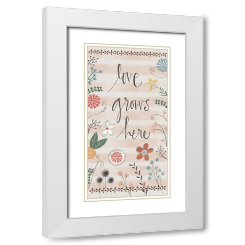 Love Grows here White Modern Wood Framed Art Print with Double Matting by Doucette, Katie