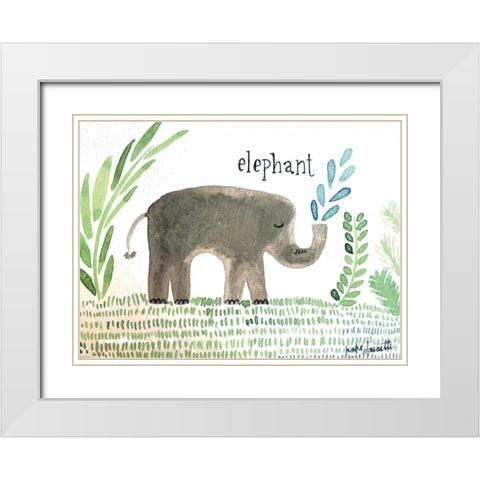 Elephant White Modern Wood Framed Art Print with Double Matting by Doucette, Katie