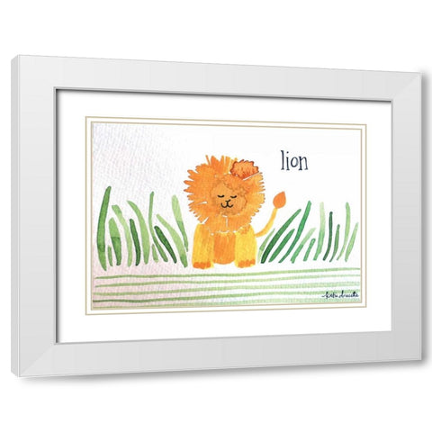 Lion White Modern Wood Framed Art Print with Double Matting by Doucette, Katie