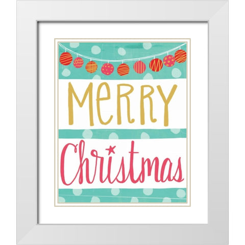 Merry Christmas White Modern Wood Framed Art Print with Double Matting by Doucette, Katie