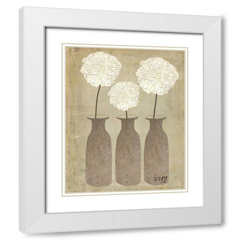 Hydrangeas in Jars White Modern Wood Framed Art Print with Double Matting by Doucette, Katie