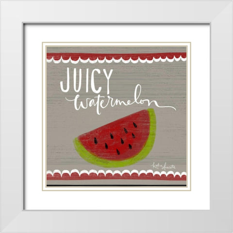 Juicy Watermelon White Modern Wood Framed Art Print with Double Matting by Doucette, Katie