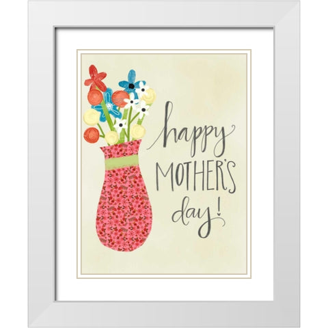 Mothers Day Vase White Modern Wood Framed Art Print with Double Matting by Doucette, Katie