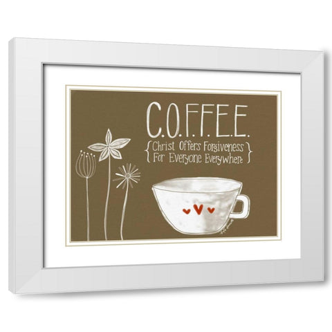 c.o.f.f.e.e. White Modern Wood Framed Art Print with Double Matting by Doucette, Katie