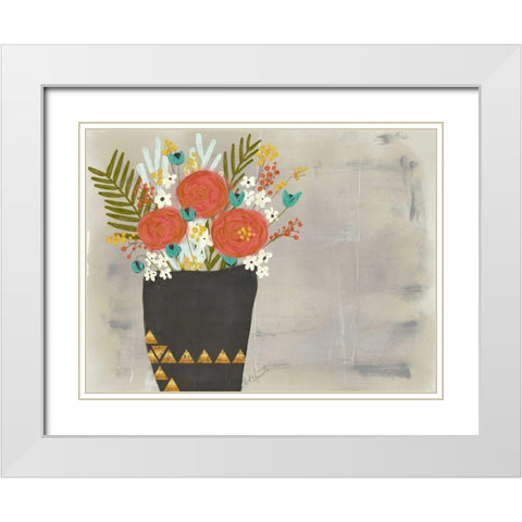 Geo Floral White Modern Wood Framed Art Print with Double Matting by Doucette, Katie