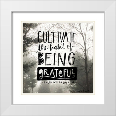 Being Grateful White Modern Wood Framed Art Print with Double Matting by Doucette, Katie