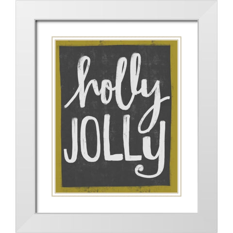 Holly Jolly III White Modern Wood Framed Art Print with Double Matting by Doucette, Katie