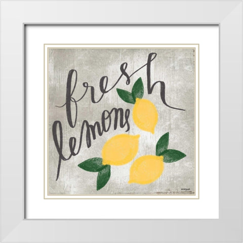 Fresh Lemons White Modern Wood Framed Art Print with Double Matting by Doucette, Katie