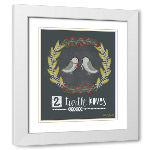 2 Turtledoves White Modern Wood Framed Art Print with Double Matting by Doucette, Katie