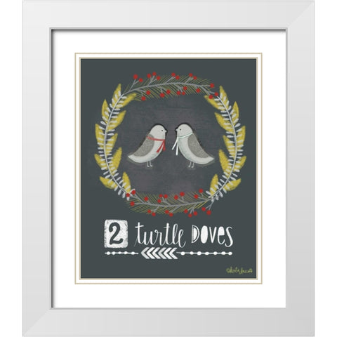2 Turtledoves White Modern Wood Framed Art Print with Double Matting by Doucette, Katie