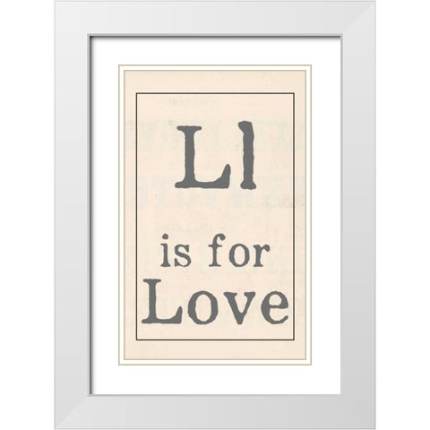 L is for Love White Modern Wood Framed Art Print with Double Matting by Doucette, Katie