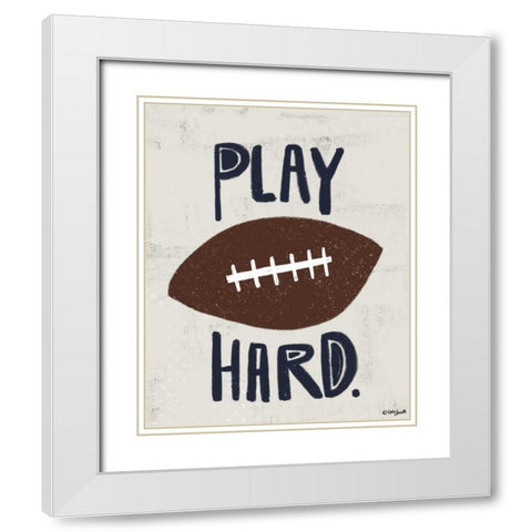 Football White Modern Wood Framed Art Print with Double Matting by Doucette, Katie