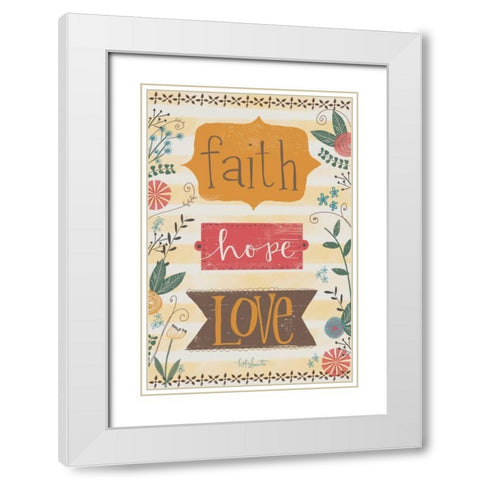 Faith, Hope, Love White Modern Wood Framed Art Print with Double Matting by Doucette, Katie
