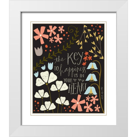 Key to Happiness White Modern Wood Framed Art Print with Double Matting by Doucette, Katie