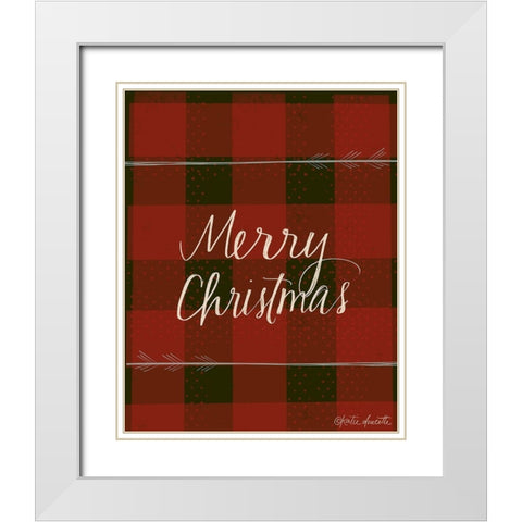 Merry Christmas White Modern Wood Framed Art Print with Double Matting by Doucette, Katie