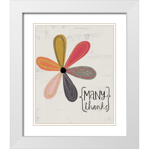 Many Thanks White Modern Wood Framed Art Print with Double Matting by Doucette, Katie