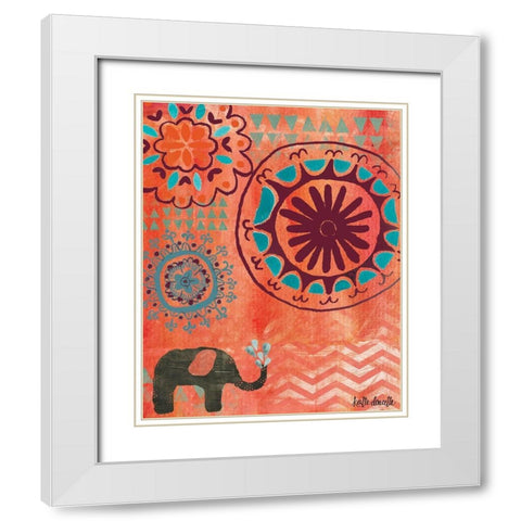 Bohemian Elephant White Modern Wood Framed Art Print with Double Matting by Doucette, Katie