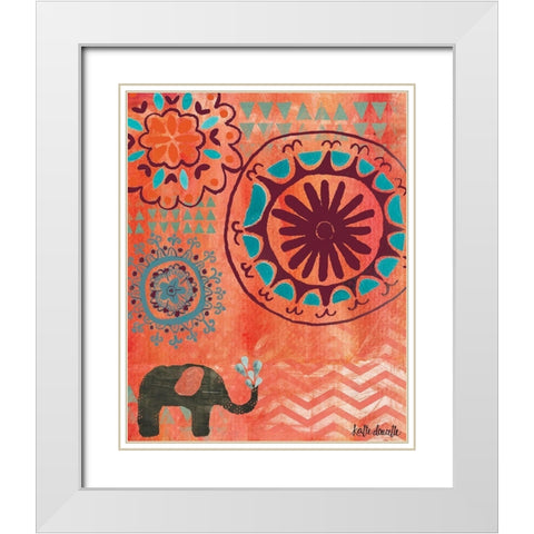 Bohemian Elephant White Modern Wood Framed Art Print with Double Matting by Doucette, Katie